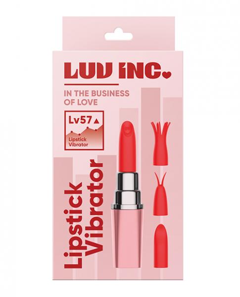 Luv Inc. Lipstick Vibrator W/4 Heads - Light Pink - Click Image to Close