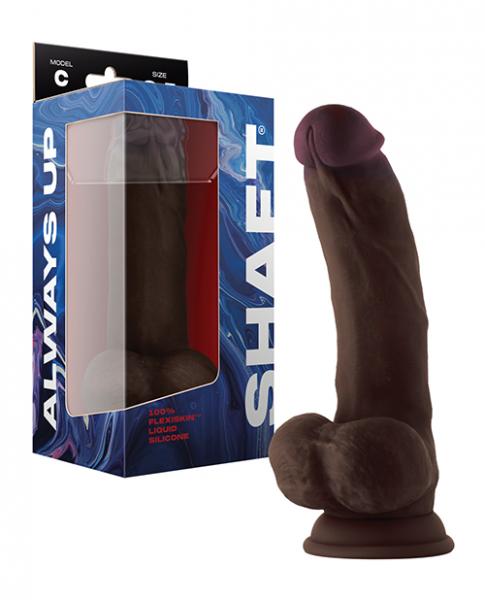 Shaft Model C Flexskin Liquid Silicone 8.5" Curved Dong W/balls - Mahogany