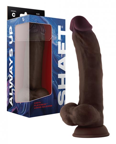 Shaft Model C Flexskin Liquid Silicone 9.5" Curved Dong W/balls - Mahogany - Click Image to Close