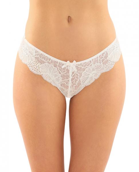 Poppy Crotchless Floral Lace Panty White L/xl - Click Image to Close