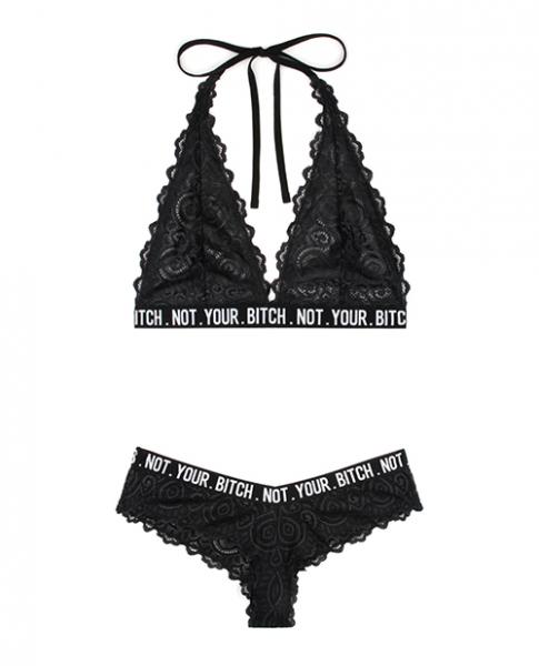 Vibes Not Your Bitch Bralette & Cheeky Panty Black M/L - Click Image to Close