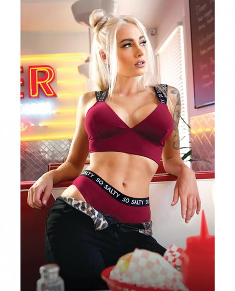 Vibes So Salty Long Line Bra & Cheeky Panty Berry Bliss M/l - Click Image to Close