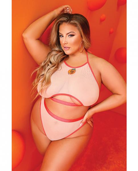 Just Peachy Cut Out Halter Top & Cheeky Panty Nude Qn - Click Image to Close