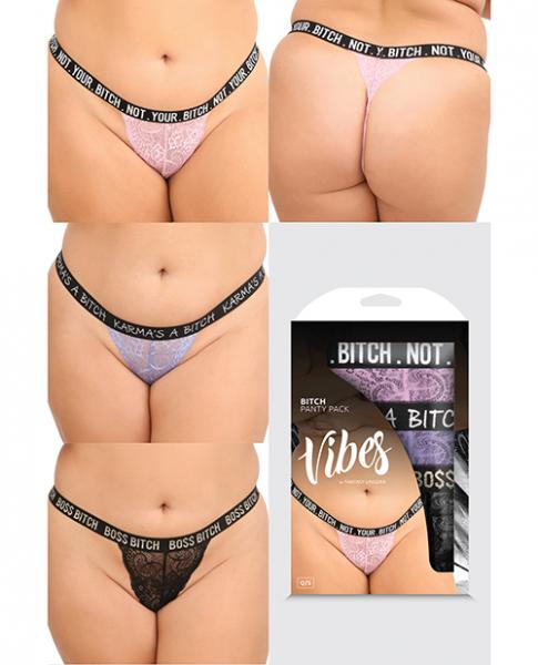 Vibes Bitch 3 Pack Lace Panty Assorted Colors Qn