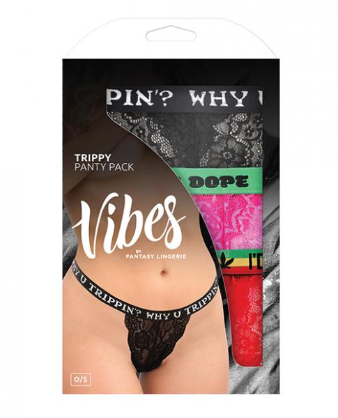 Vibes Trippy 3 Pack Thongs Assorted Colors O/s