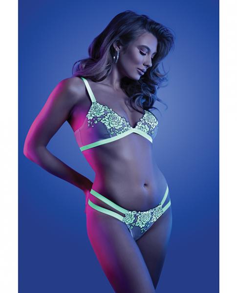 Glow Night Vision Glow In The Dark Bralette & Cage Panty L/xl - Click Image to Close