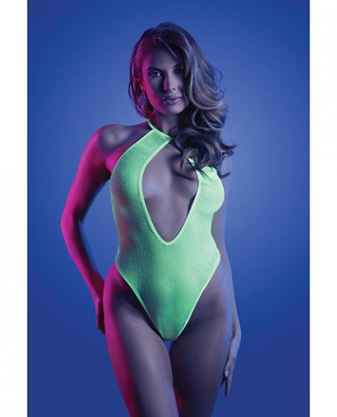 Glow Nocturnal Halter Teddy Neon Chartreuse M/l - Click Image to Close