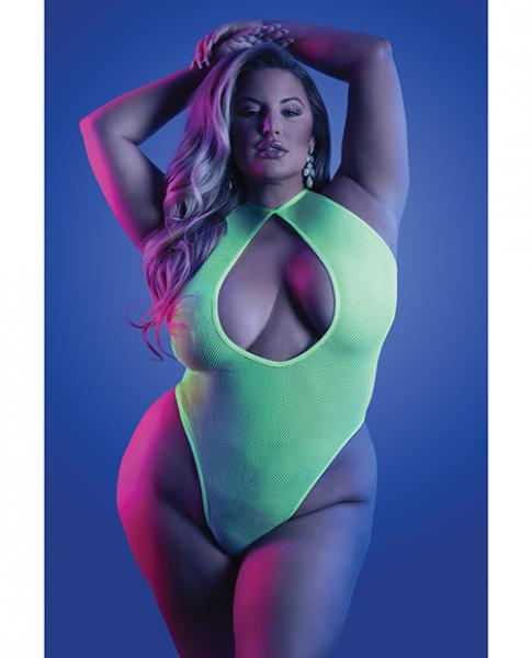 Glow Nocturnal Halter Teddy Neon Chartreuse Qn - Click Image to Close