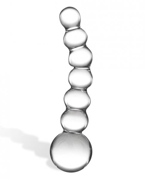 Glas 5 inches Curved Glass Beaded Dildo Clear - Click Image to Close