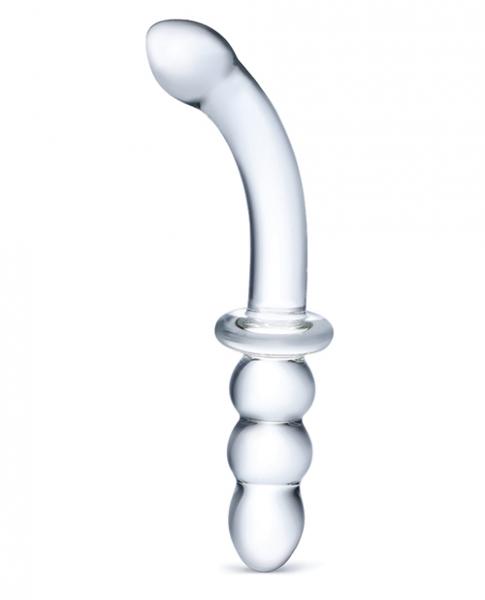 Glas Triple Play Beaded Butt Plug - Clear