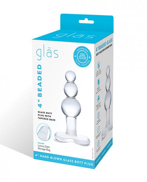 Glas Triple Play Beaded Butt Plug - Clear