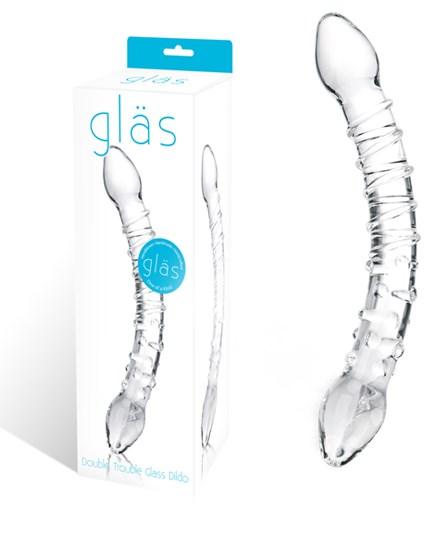 Glas Double Trouble Glass Dildo - Clear - Click Image to Close