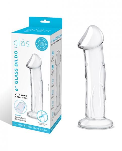 Glas 6" Dildo W/veins & Flat Base