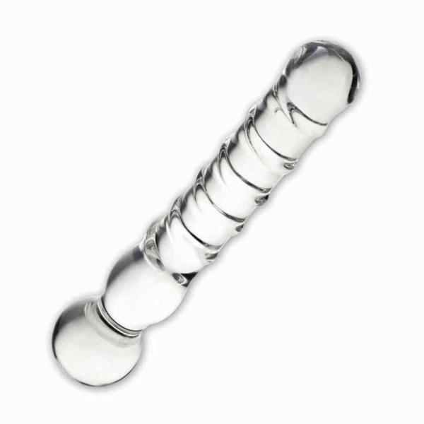 Joystick Glass Dildo Wand Anal & G-Spot Clear - Click Image to Close