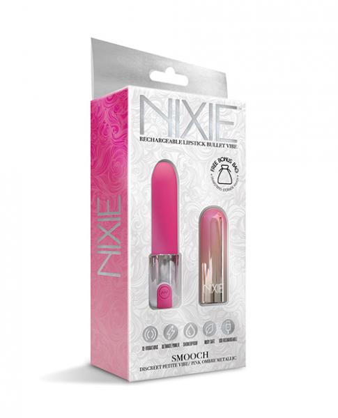 Nixie Smooch Rechargeable Lipstick Vibrator - Pink Ombre - Click Image to Close