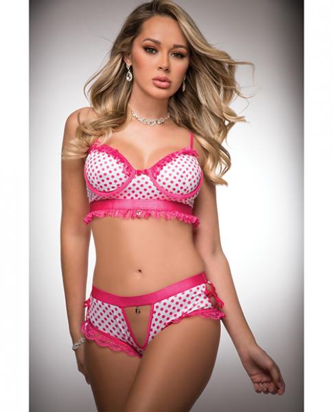 Pinklicious Silky Chekkini Panty & Bra Pink Polka Dot O/s