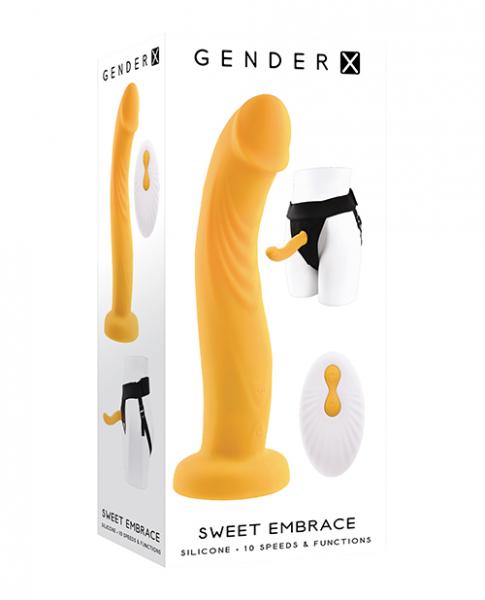 Gender X Sweet Embrace Dual Motor Strap On Vibe W/harness - Yellow - Click Image to Close