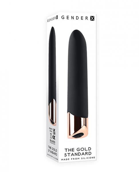 Gender X The Gold Standard Rechargeable Silicone Bullet - Black/rose Gold