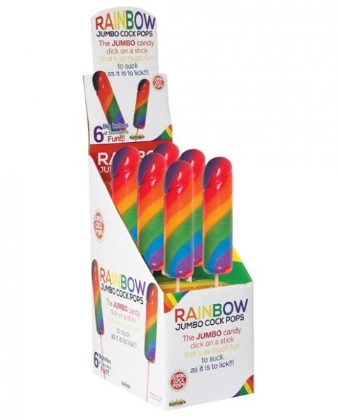 Jumbo Rainbow Cock Pops - Display Of 6 - Click Image to Close