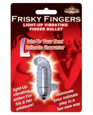 Frisky finger light up vibrating finger bullet - clear - Click Image to Close