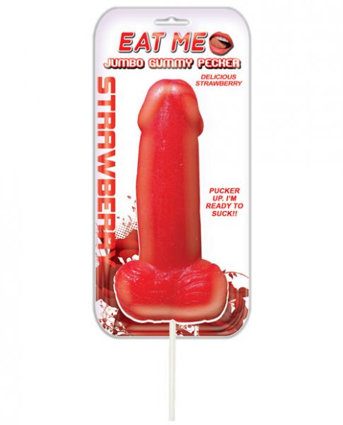 Jumbo Gummy Cock Pop Strawberry - Click Image to Close