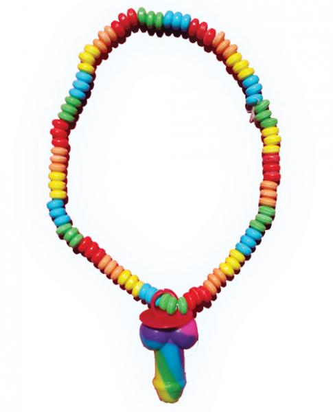 Rainbow Stretchy Cock Candy Necklace - Click Image to Close