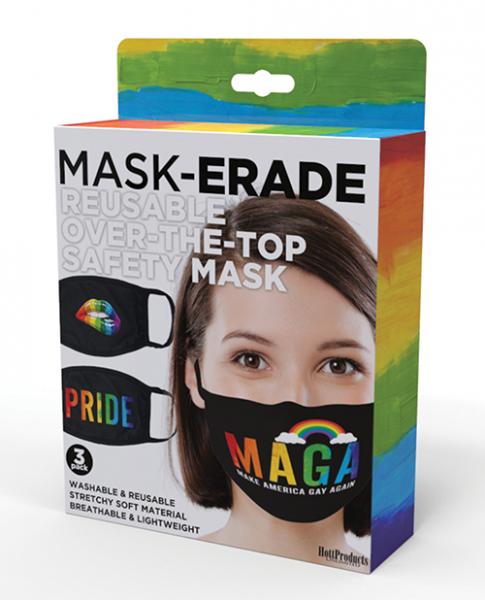 Hott Products Maskerade Masks - Pride/gay Again/ Rainbow Kiss Pack Of 3 - Click Image to Close