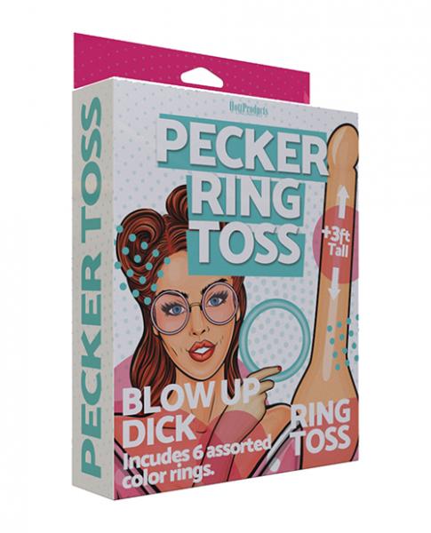 Inflatable Pecker Ring Toss - Asst. Color Rings - Click Image to Close