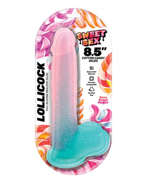 Sweet Sex 8.5" Lollicock Cotton Candy Dildo - Multi Color