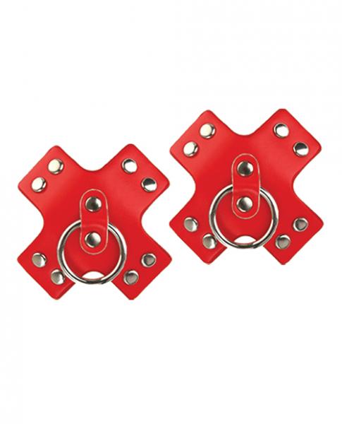 Nipplicious Seducer Leather Pasties W/ring - Red