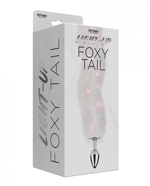 Foxy Tail Light Up Faux Fur Butt Plug - White