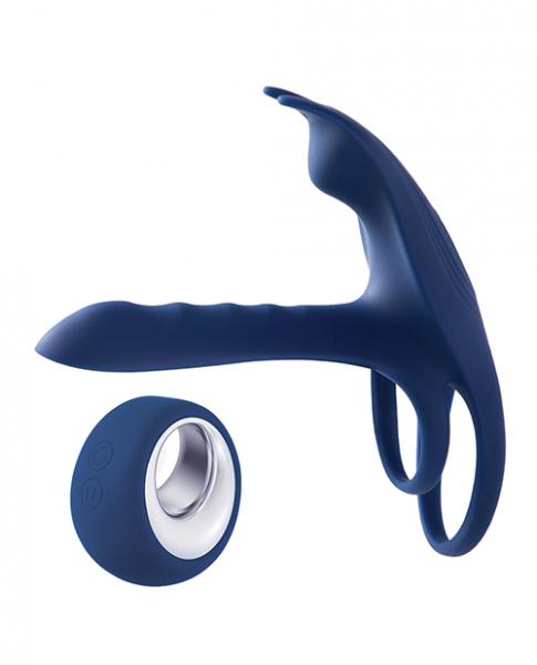 Blue Fox Vibrating Girth Enhancer Penis Sleeve - Blue - Click Image to Close