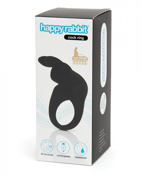 Happy Rabbit Rechargeable Cock Ring - Black - Click Image to Close