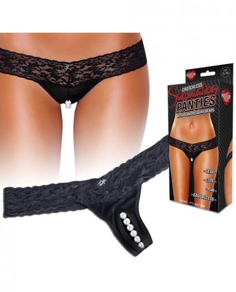 Hustler Stimulating Panties Pearl Pleasure Beads Black M/L