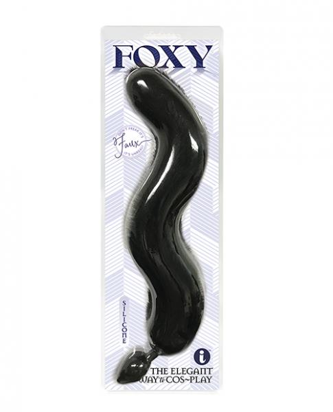 Foxy Fox Tail Silicone Butt Plug - Black - Click Image to Close