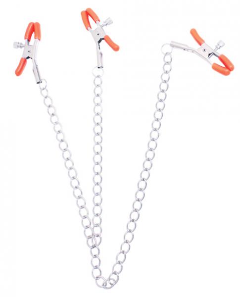 Triple Your Pleasure Nipple & Clitoral Clamps Chain - Click Image to Close