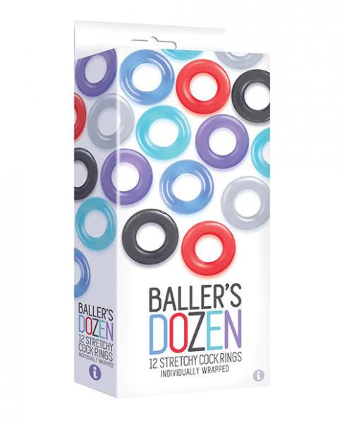 The 9's Baller's Dozen Original 12pc Cockring Set - Asst. Colors - Click Image to Close