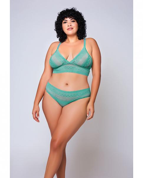 Geometric Lace Bralette & Hipster Teal 1x - Click Image to Close