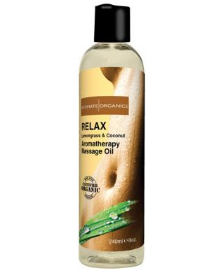 Organic relaxing massage oil w/lemongrass and coconut - 4 oz