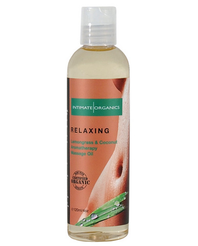 Organic relaxing massage oil w/lemongrass and coconut - 4 oz