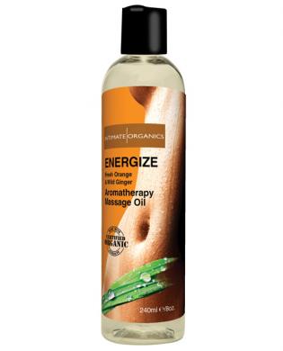 Organic energizing massage oil w/orange and gingerroot - 4 oz