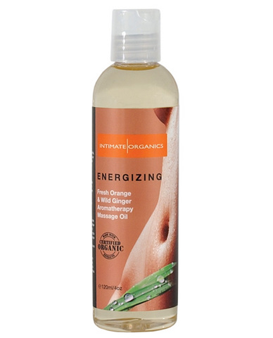 Organic energizing massage oil w/orange and gingerroot - 4 oz