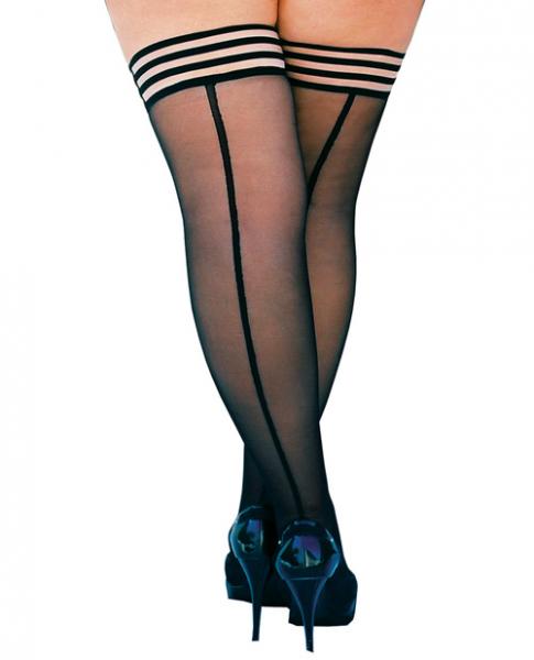 Kixies Lois Thigh Highs Black Back Seam Black D