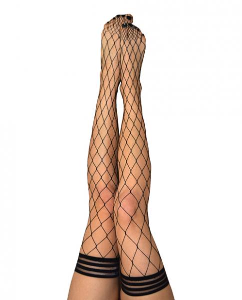 Kix'ies Michelle Large Fishnet Thigh High Black A - Click Image to Close