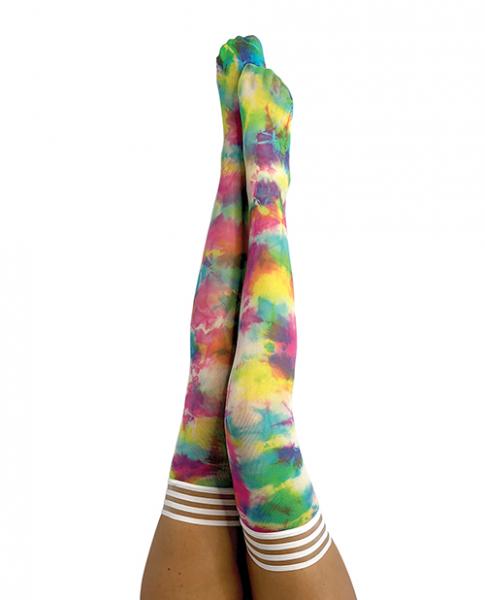 Kix'ies Gilly Tie Die Thigh High Bright Color A - Click Image to Close