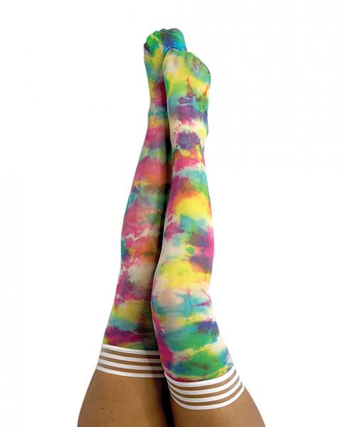 Kix'ies Gilly Tie Die Thigh High Bright Color C - Click Image to Close