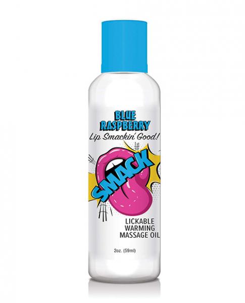 Smack Warming Massage Oil - 2oz Blue Raspberry - Click Image to Close