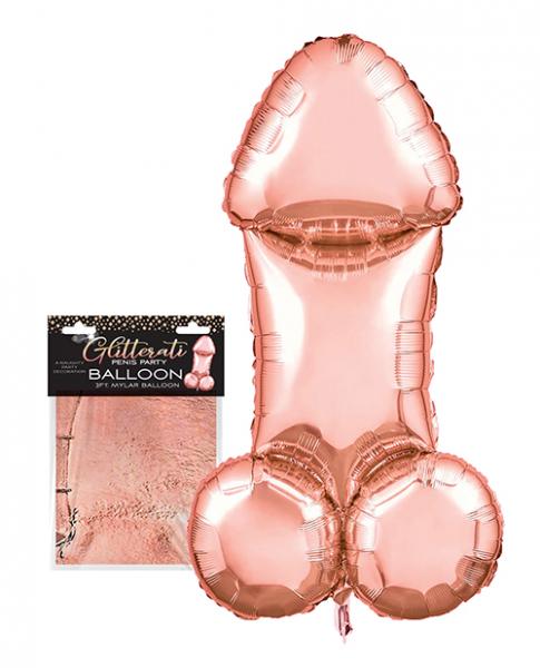 Glitterati Penis 3ft Mylar Balloon - Rose Gold