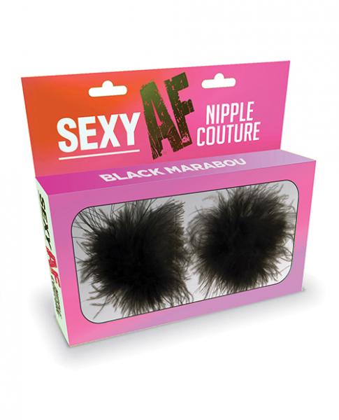 Sexy Af Nipple Couture Marabou Pastie - Black O/s