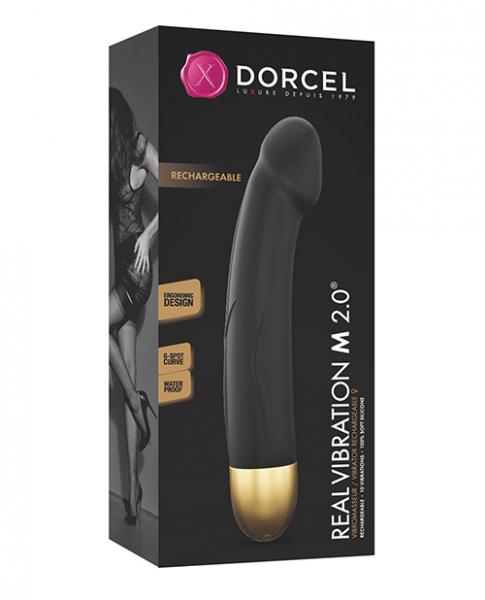 Dorcel Real Vibration M 8.6" Rechargeable Vibrator 2.0 - Black/gold - Click Image to Close